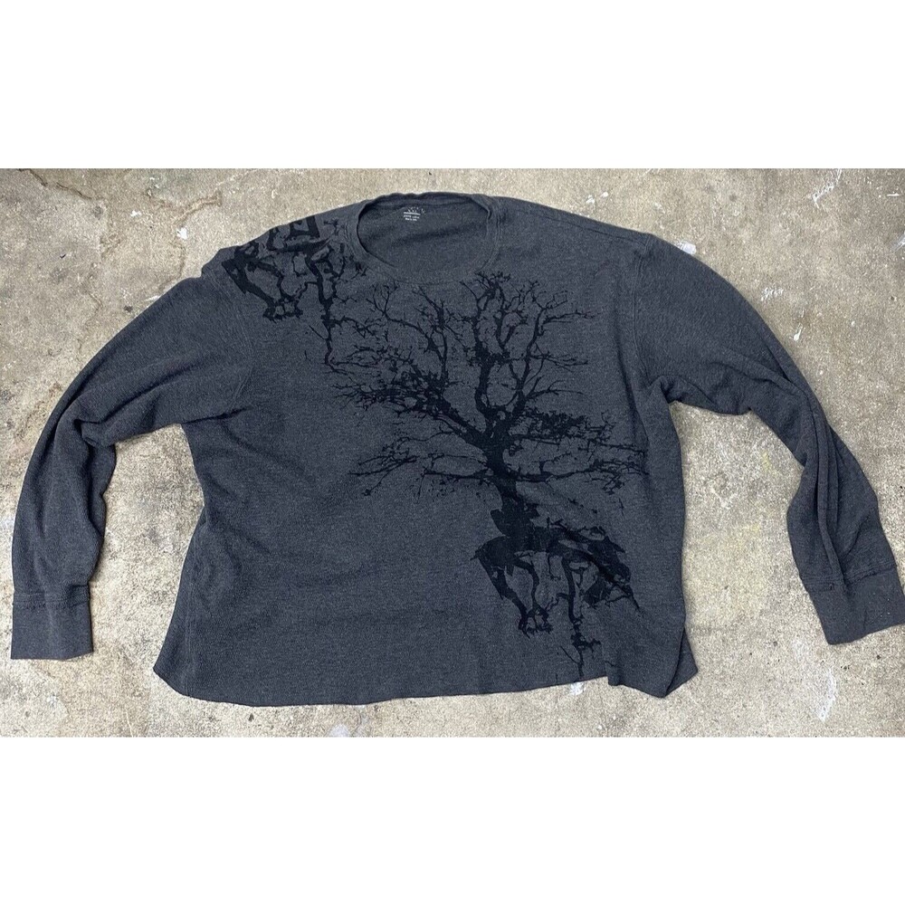 VTG Apt 9 Thermal Shirt XXL Gray Y2K Rap Skate Waffle Knit Rooted Tree